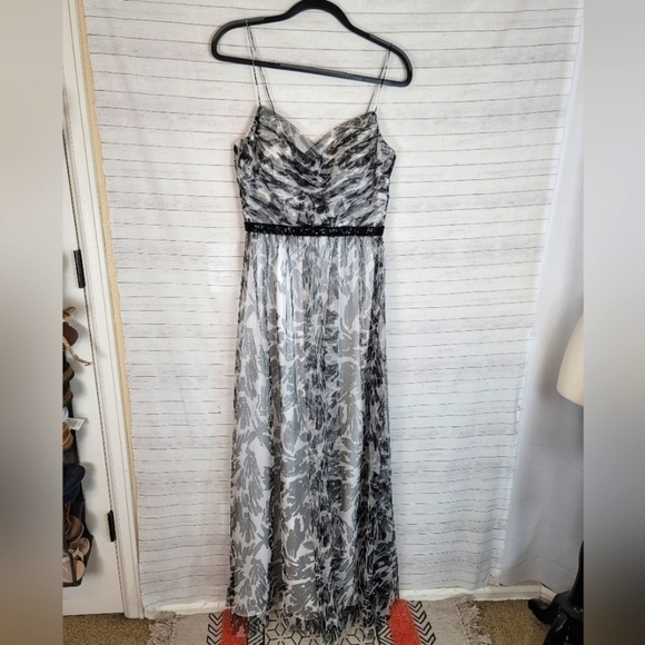 HAILEY by ADRIANNA PAPPELL FLORAL BEADED DROP WAIST MAXI DRESS, SZ 6 - Picture 1 of 15